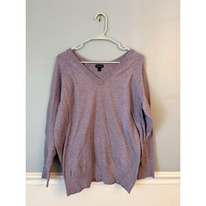 Torrid Womens Sweater Heathered Purple V Neck Long Sleeve Pullover Plus Size 1x
